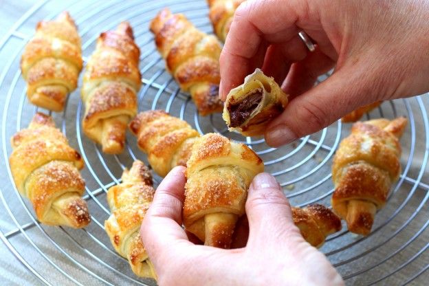 Mini Croissants mit Nougat-Creme