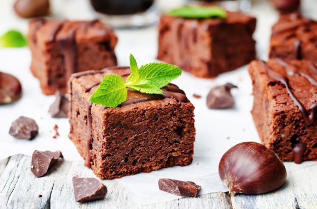 flaumige Schokoladenbrownies mit Kastanien