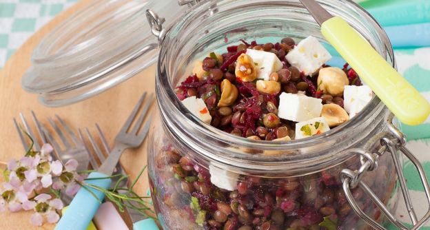 Linsensalat mit Feta und Honig