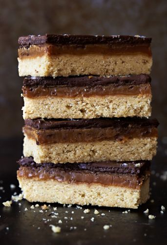 Shortbread mit Karamell und Schokolade