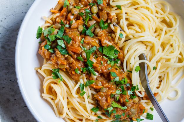 Spaghetti Bolognese - tauscht das Hackfleisch gegen Linsen