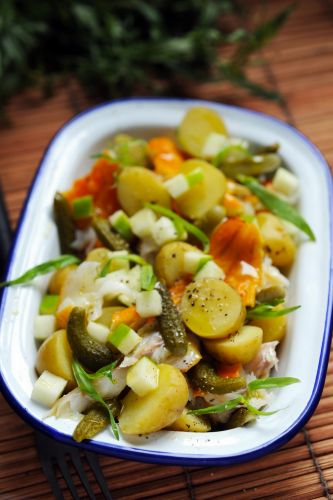 Kartoffelsalat mit Goldbarsch