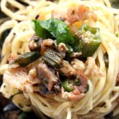 Linguine mit Okra , Speck und Pilzen - Schritt 5