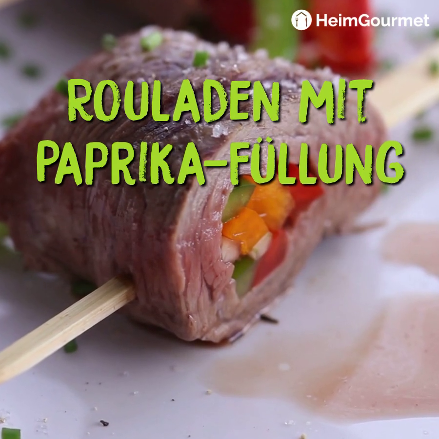 Rinder-Rouladen mit Paprika- und Zwiebel-Füllung