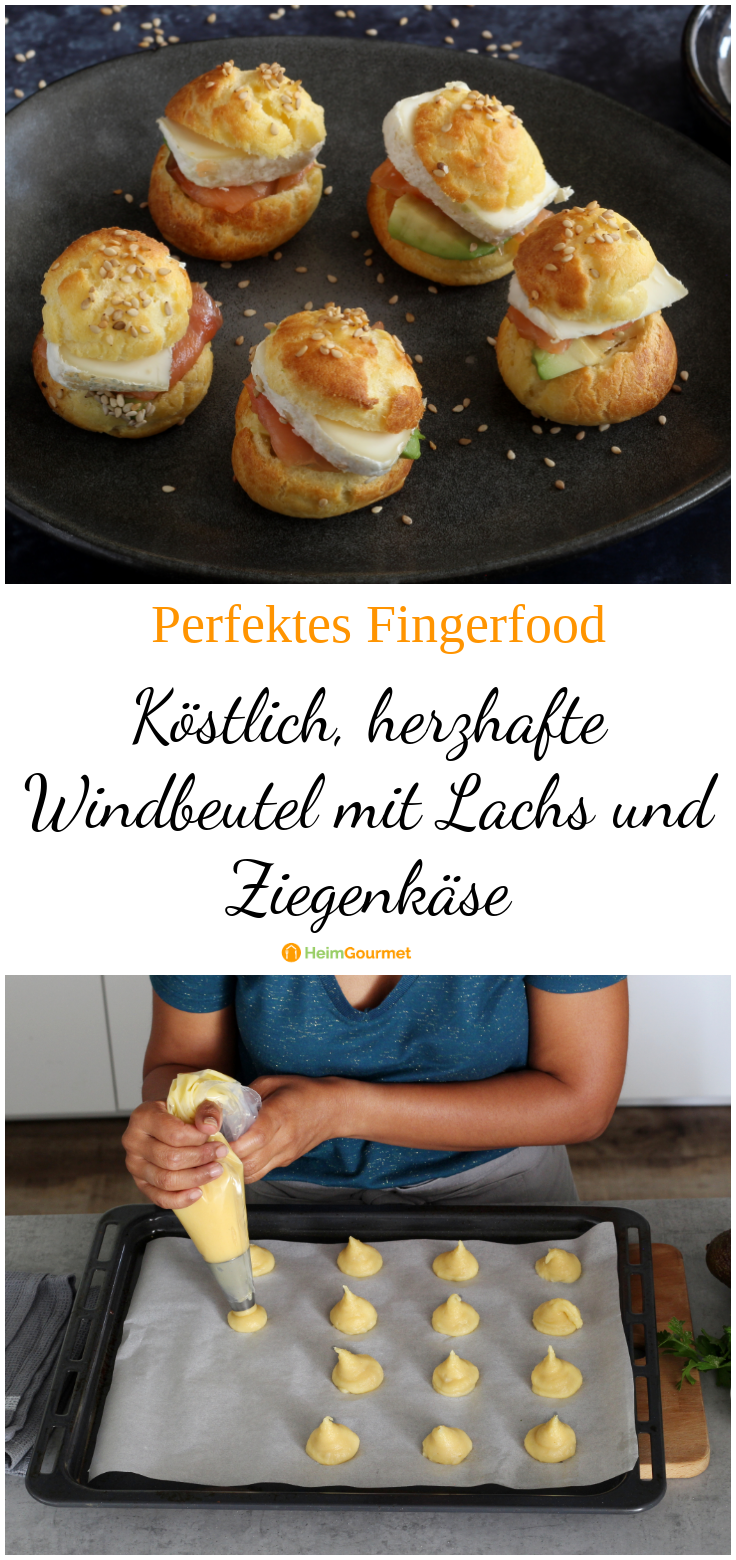 Köstlich, herzhafte Windbeutel mit Lachs und Ziegenkäse